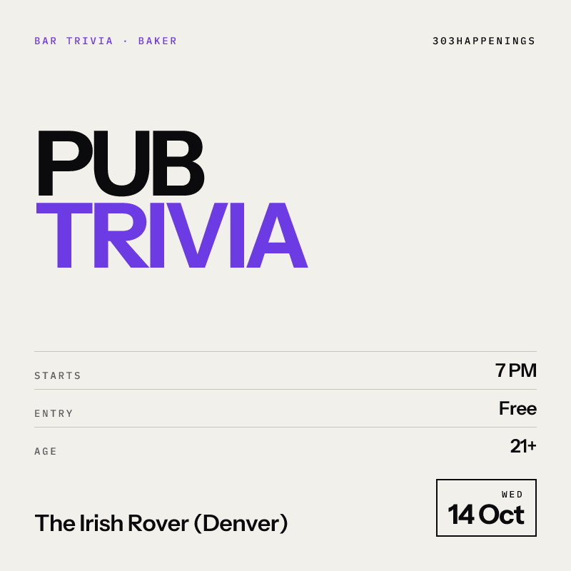 Pub Trivia at The Irish Rover (Denver) at The Irish Rover (Denver), Baker