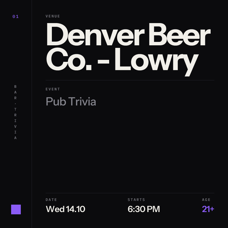 Pub Trivia at Denver Beer Co. - Lowry at Denver Beer Co. - Lowry, Lowry