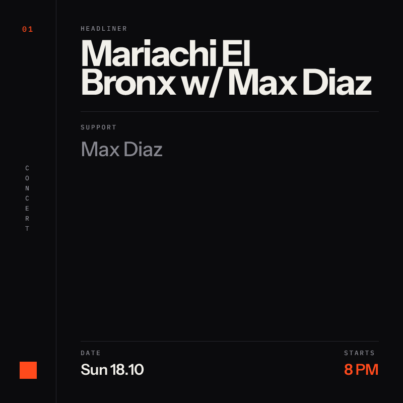 Mariachi El Bronx with Max Diaz at Gothic Theatre in Englewood - Next Week