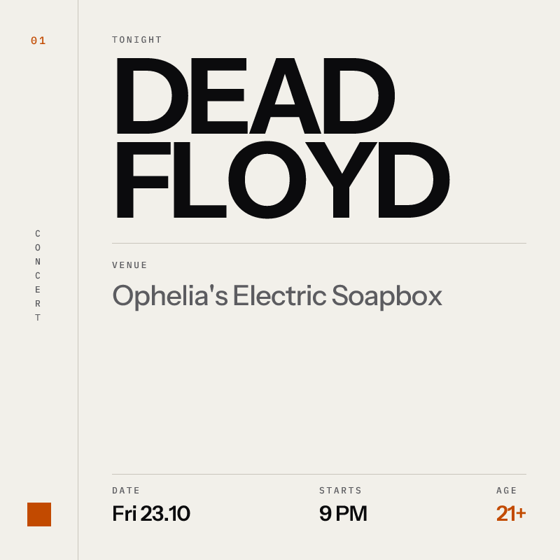 Dead Floyd at Ophelia's Electric Soapbox in Denver - Next Week