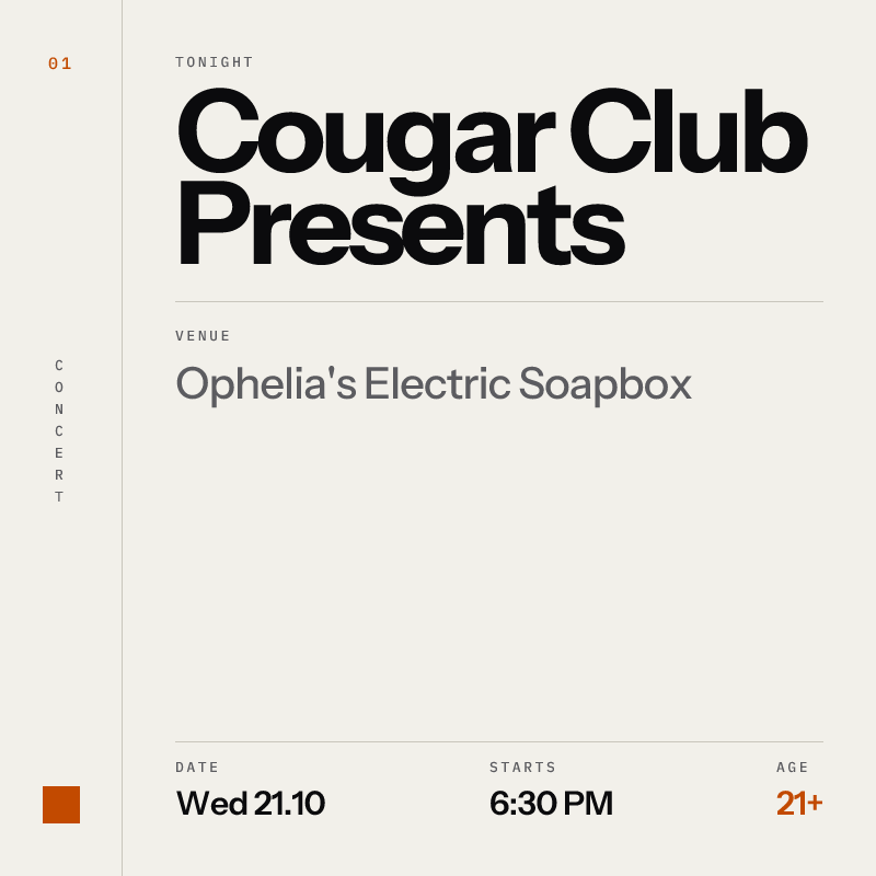 Cougar Coven at Ophelia's Electric Soapbox in Denver - Next Week