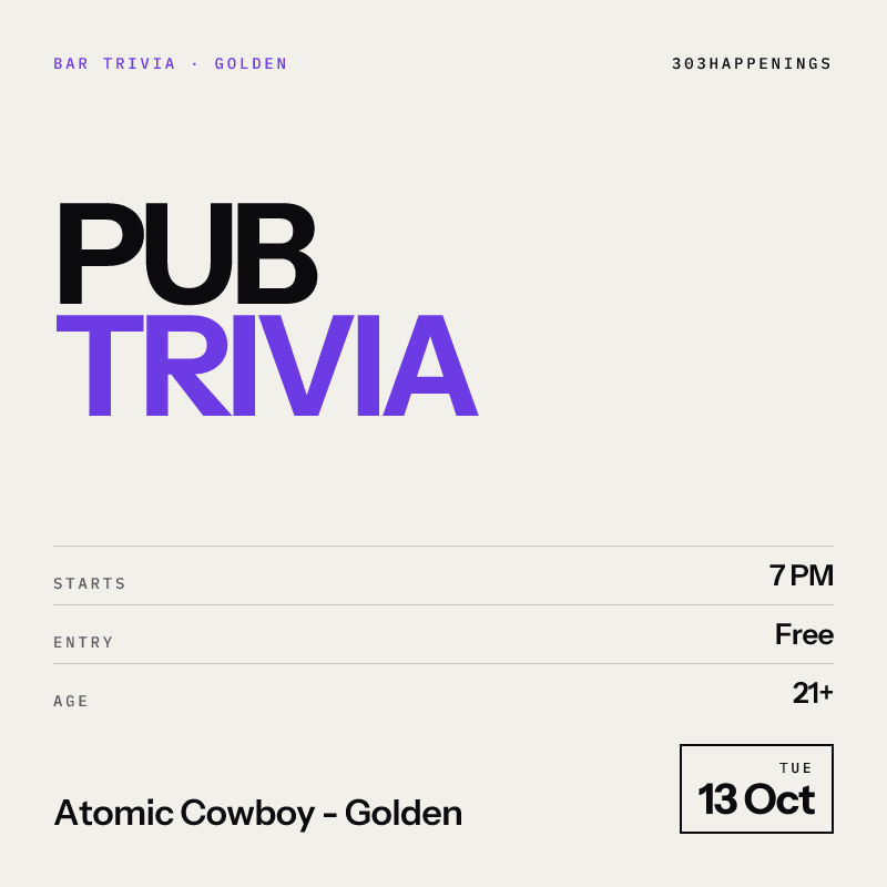 Pub Trivia at Atomic Cowboy - Golden at Atomic Cowboy - Golden, Golden