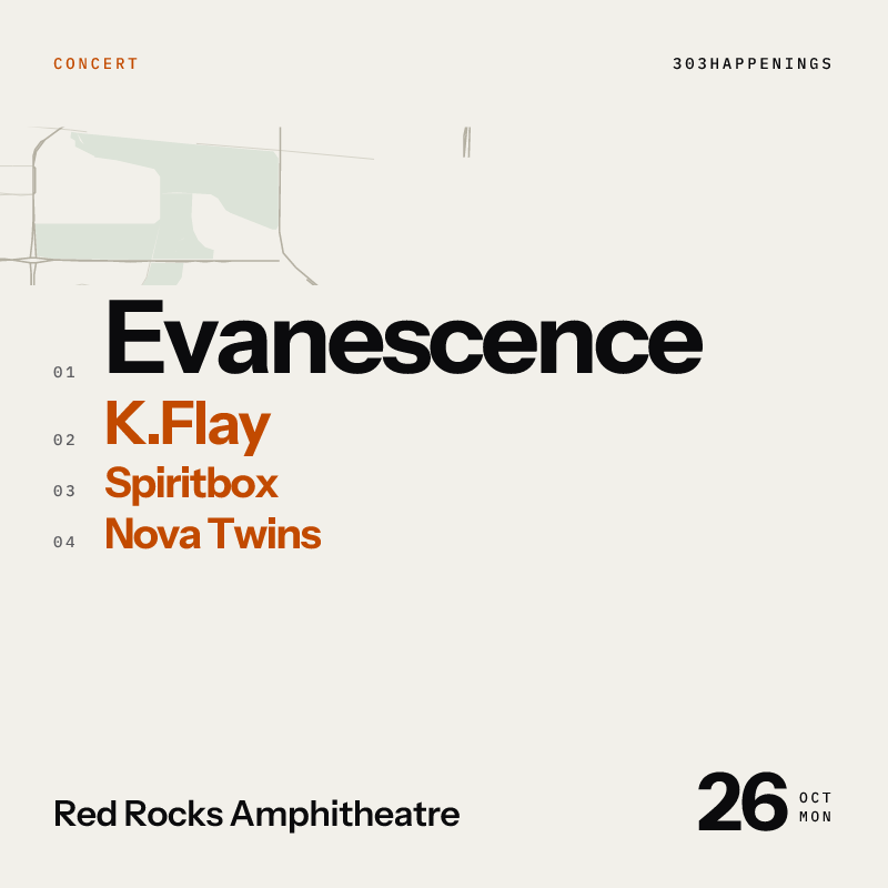 Evanescence 2026 World Tour at Red Rocks Amphitheatre in Morrison - This Month