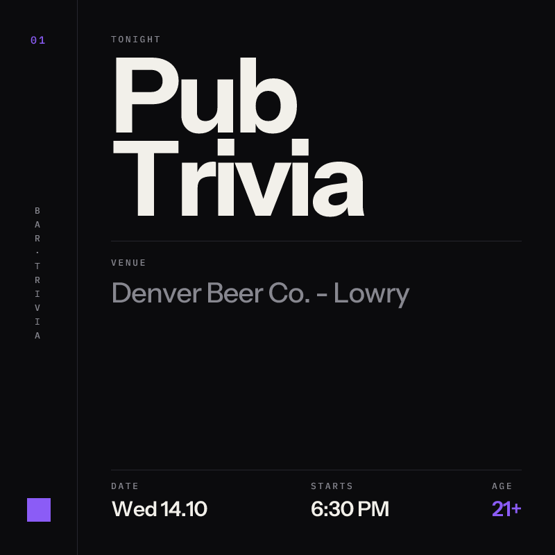Pub Trivia at Denver Beer Co. - Lowry at Denver Beer Co. - Lowry, Lowry