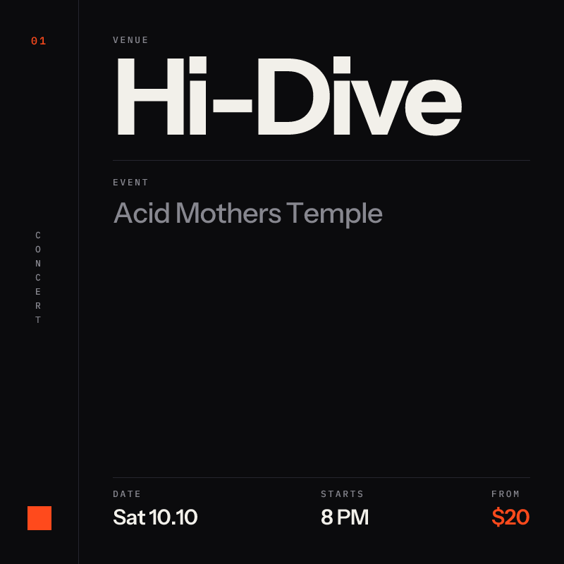 Acid Mothers Temple + Magick Potion + Night Fishing at Hi-Dive in Denver - Today