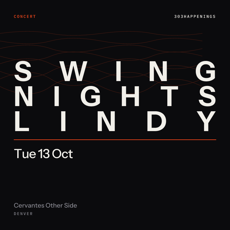 Swing Nights Lindy Jam **TUESDAY 10/13** at Cervantes Other Side in Denver - This Week