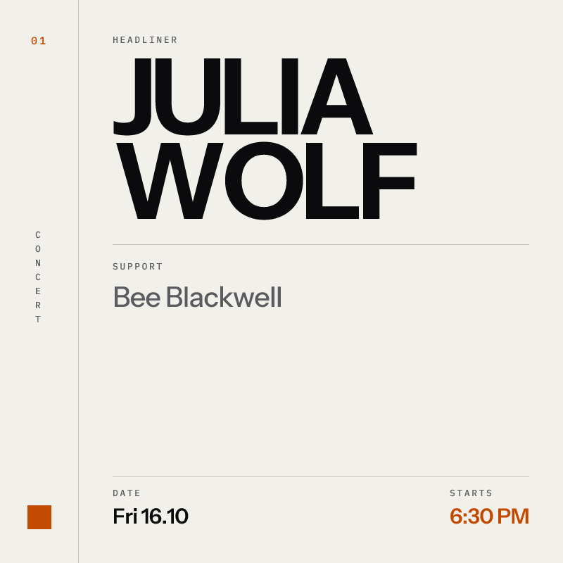 Julia Wolf at Fillmore Auditorium (Denver) in Denver - This Week