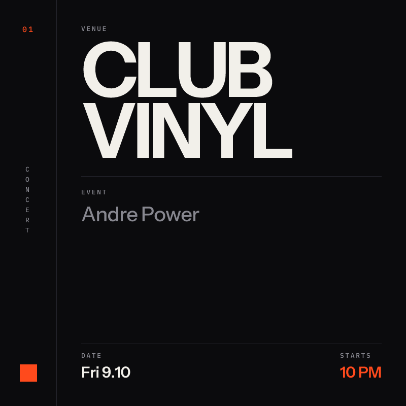 Andre Power at Club Vinyl in Denver - Tomorrow